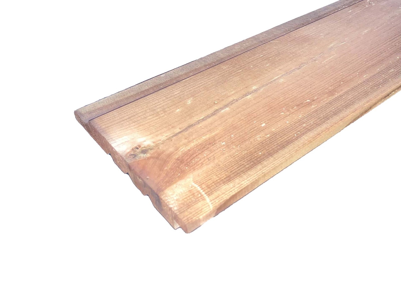 NE-grenen Zweeds rabat houten plank, overhangend, ±18x170mm, geschaafd, bruin geïmpregneerd (ACTIE!)