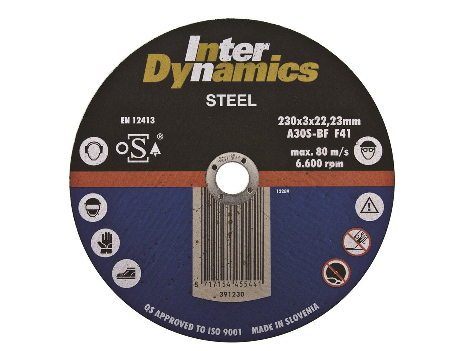Inter Dynamics doorslijpschijf, staal, 230x3x22.5 (los)