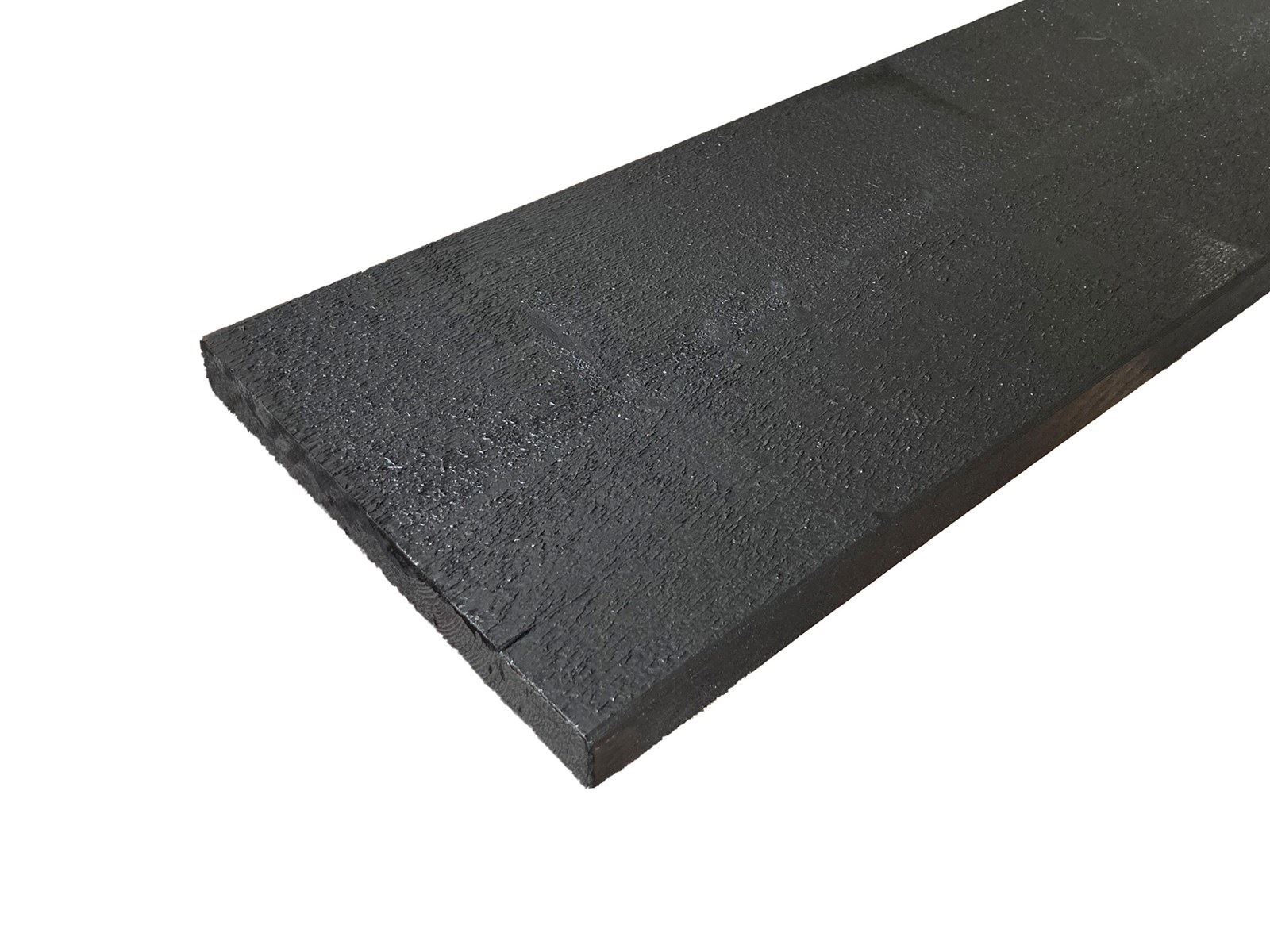 NE-vuren houten plank, ±22x195mm, fijnbezaagd/geschaafd, zwart