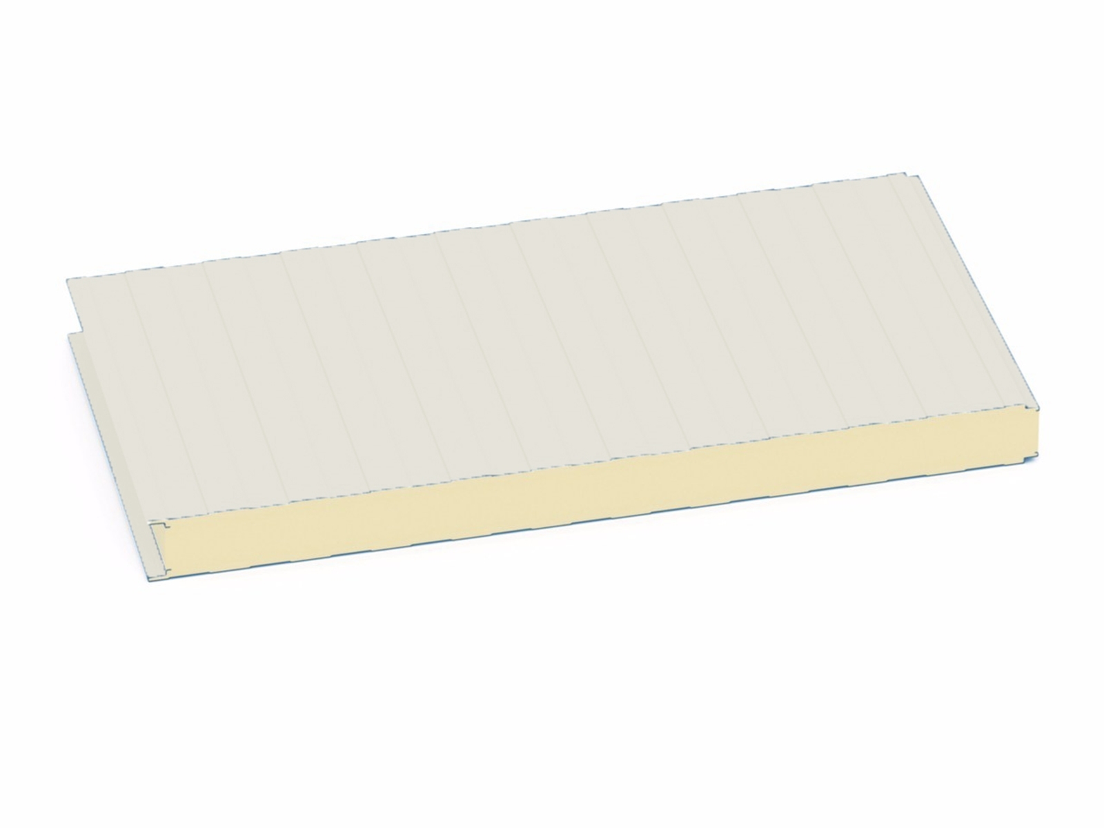 Isopan zichtbaar PUR sandwichpaneel wand, Eurobox, 40mm, 2-zijdig SP25 Grijswit (±RAL 9002) 