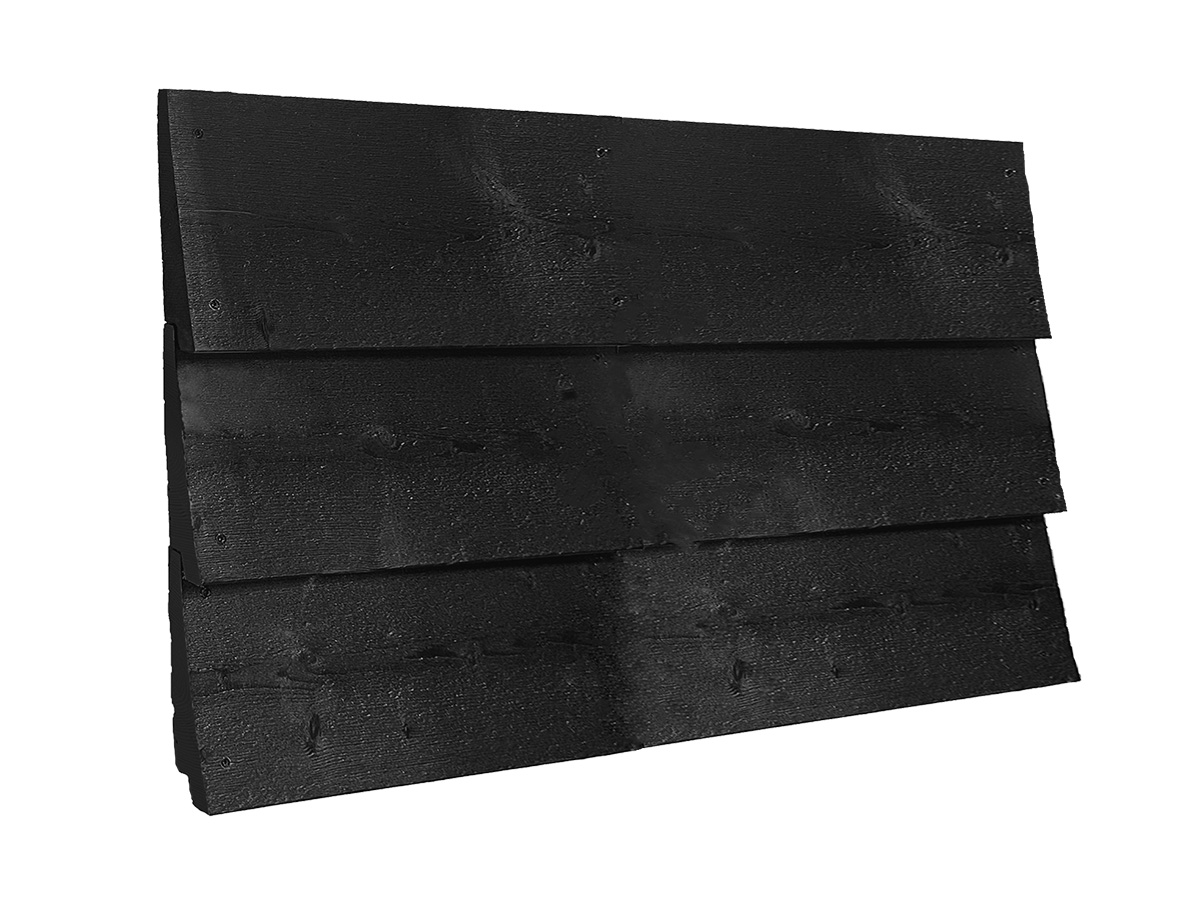 NE-vuren Zweeds rabat houten plank, 10/25x195mm, fijnbezaagd, zwart gecoat (ACTIE!)
