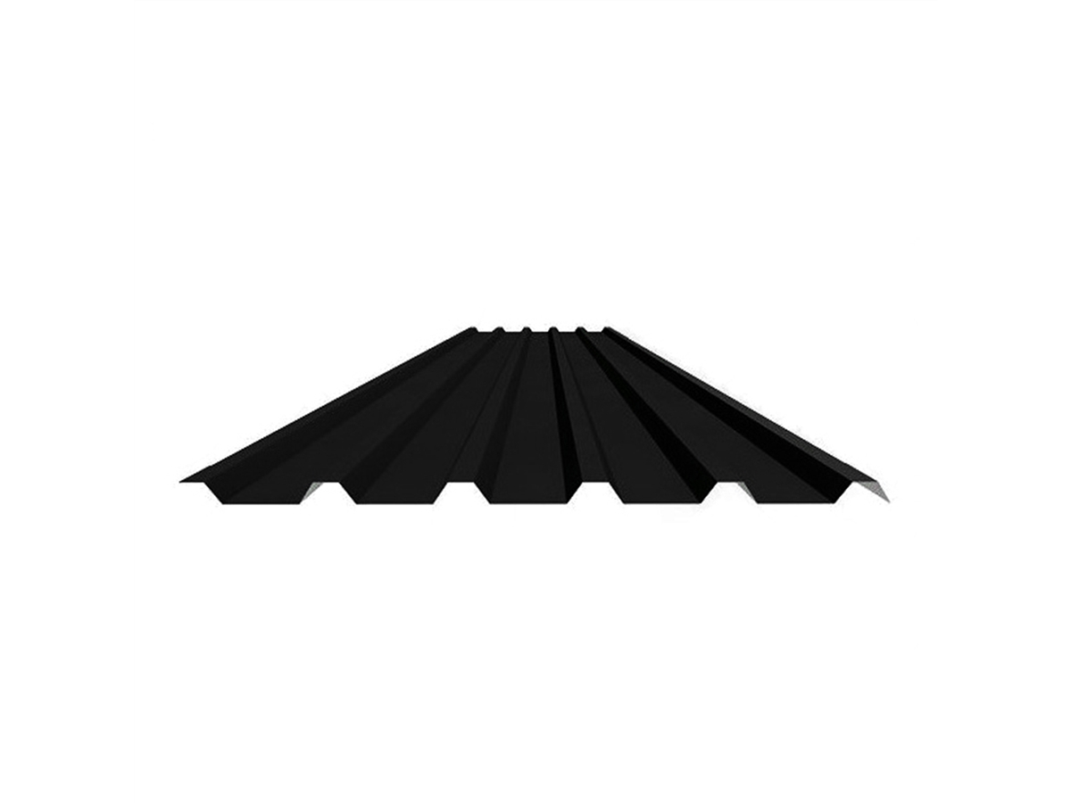 Stalen damwand dakplaat met anti-condens vilt, 35/1035, 0.63mm, Zwart (±RAL 9005), 3000mm (Pakket à 9 stuks)