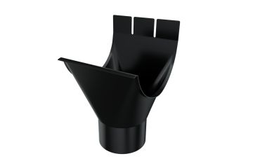 Verzinkt stalen onderuitloop, tbv. goot type 125/88mm, Zwart (±RAL 9005)