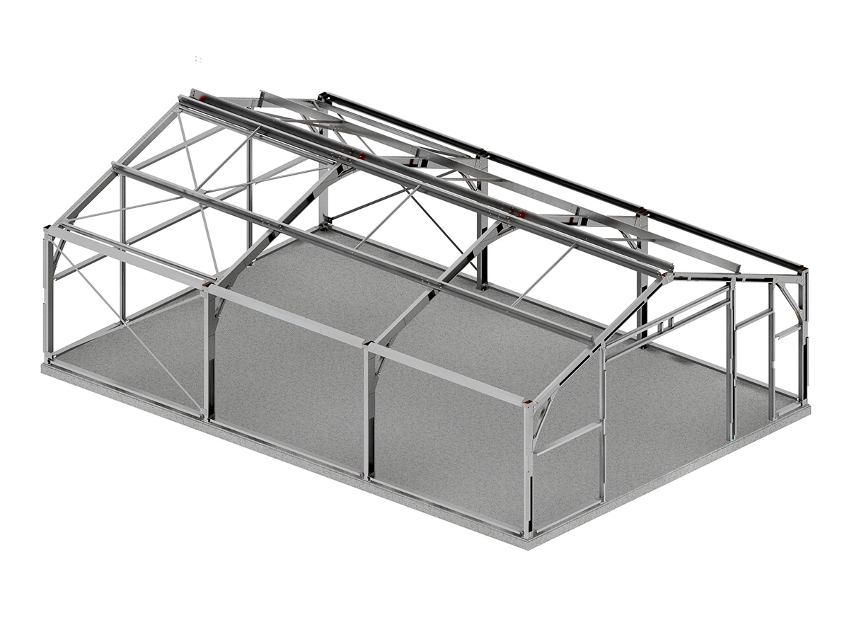 Skellet® modulaire staalconstructie voor loods, 12x8x2.5m (Vergunningsvrij)