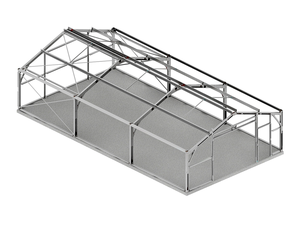Skellet® modulaire staalconstructie voor loods, 15x8x2.5m (Vergunningsvrij)